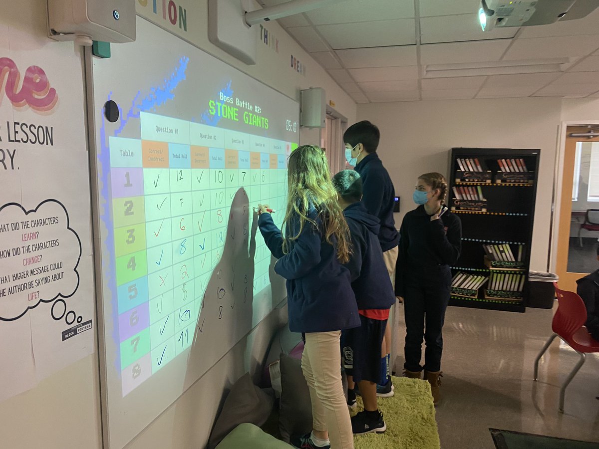 ms_lasagna's tweet photo. Students battled the stone giants today during their #bossbattle. We’re one step closer to the Lonely Mountain! We used @nearpod to access the questions and review main idea.🧙🏻‍♂️ #xplap https://t.co/a20YkdnM0Z