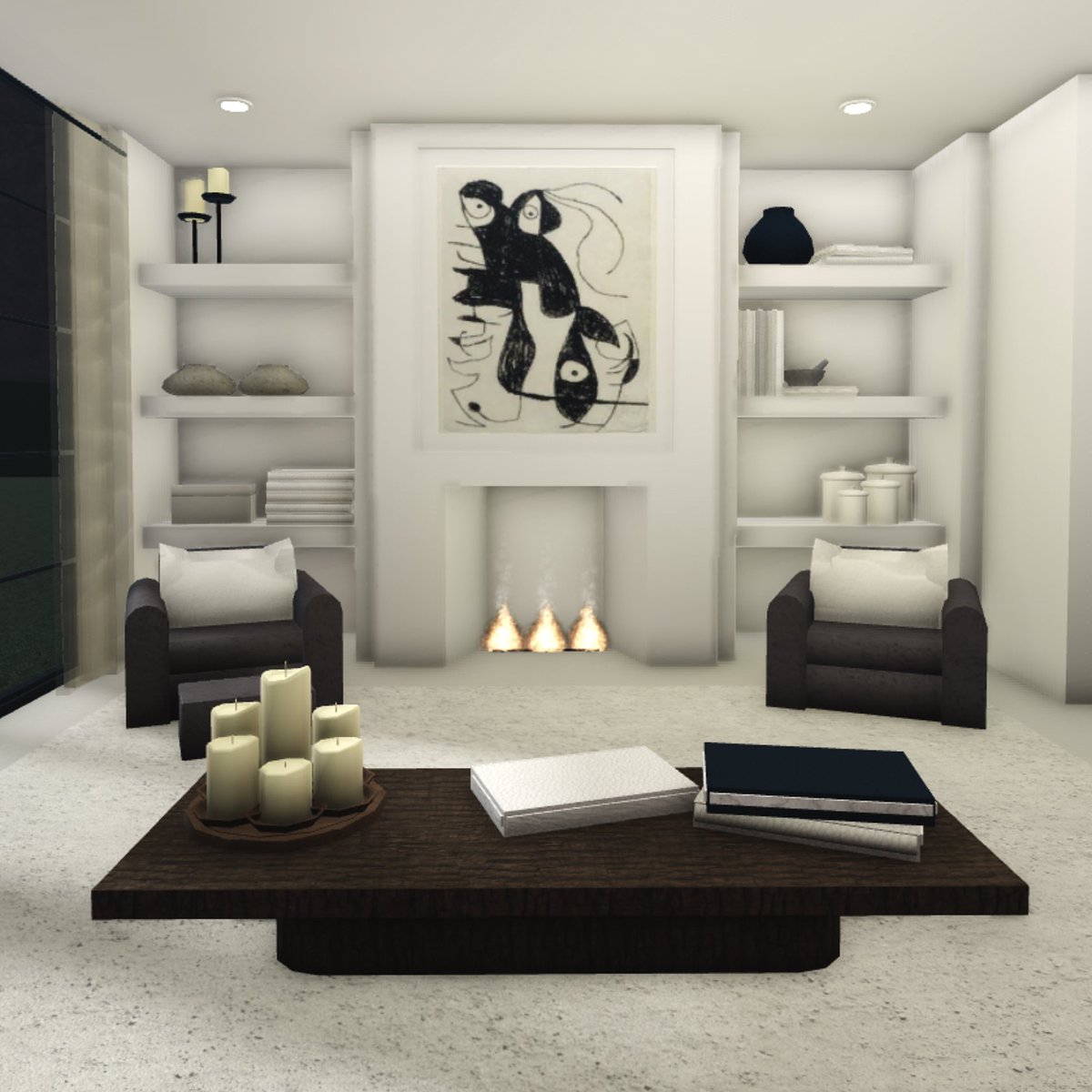 monstxxxer's tweet photo. I haven’t been active here for a bit.. but I’m back to uploading! Crazy it’s been about 2 months, here is a living room from Travis Barkers home. I love how it came out!

#roblox #bloxburg #robloxbloxburg https://t.co/cSoLgtQU4M