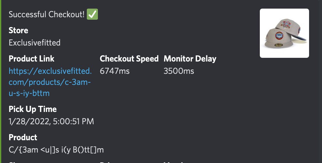 The last couple days I was available to checkout over 35+ items between hats and shoes. Thank to @MEKRobotics monthly #Goat Proxies: @Leafproxies @LiveProxies Cook group @mamiskitchenio 2 checkouts today