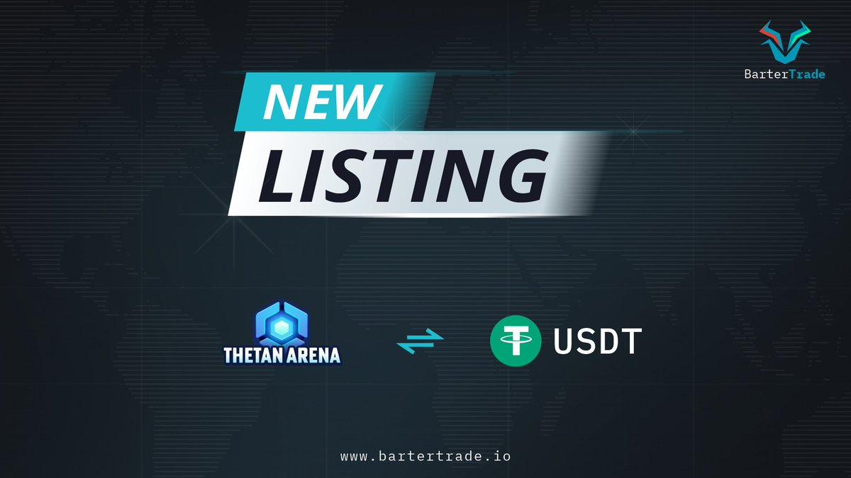 BarterTrade will list <a href="/ThetanArena/">Thetan Arena</a> Token under the trading pair of THG/USDT on January 29, 2022.

Deposit opens: Already Open
Trading starts: January 29, 2022 at 16:00 UTC

Get ready to trade $THG with 0-fee for one week.