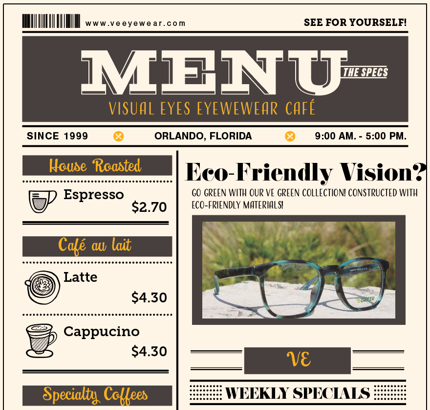 veeyewear's tweet photo. Eco-friendly vision?! See for yourself on our website TODAY!!!
#VisualEyesThis #visualeyes #veeyewear #Orlando #frames #newspaper https://t.co/Gp5Ni5WZzt