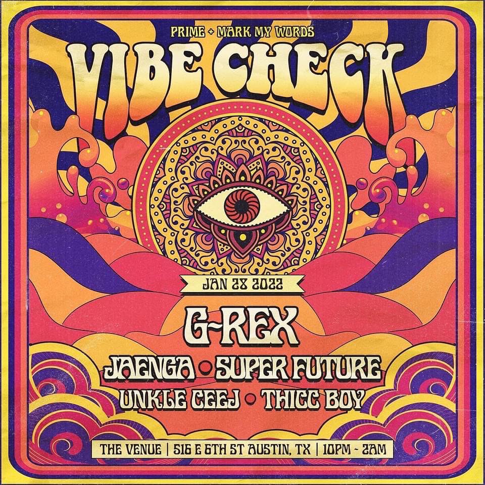 VIBE CHECK TOUR TONIGHT! Featuring <a href="/GREXbeatz/">G-REX ⛓️</a>, <a href="/JaengaMusic/">Jaenga</a>, <a href="/SuperFutureDJ/">𝖘𝖚𝖕𝖊𝖗💎𝖋𝖚𝖙𝖚𝖗𝖊</a> <a href="/Charlesj_walker/">Heyoka 🌾</a> &amp; @ThiccBoyWubs !! 

See you at <a href="/TheVenueATX/">TheVenueATX</a> - Lets go!!! 

Ticket: nightout.com/events/g-rex-a…

<a href="/bakedupco/">Baked Up 🍰</a> 
@MarkMyWxrdsTX