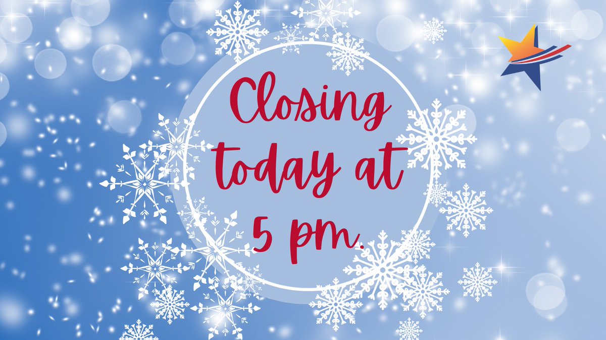 OneVisionFCU's tweet photo. Due to inclement weather in the forecast, we will be closing today at 5 pm. 

You can access your account 24/7 through our online banking, mobile app, or at our fee-free ATMs.

Click here for a list of fee-free ATMs  >> https://t.co/imRjWvQIWH https://t.co/gLdPCZKJN7