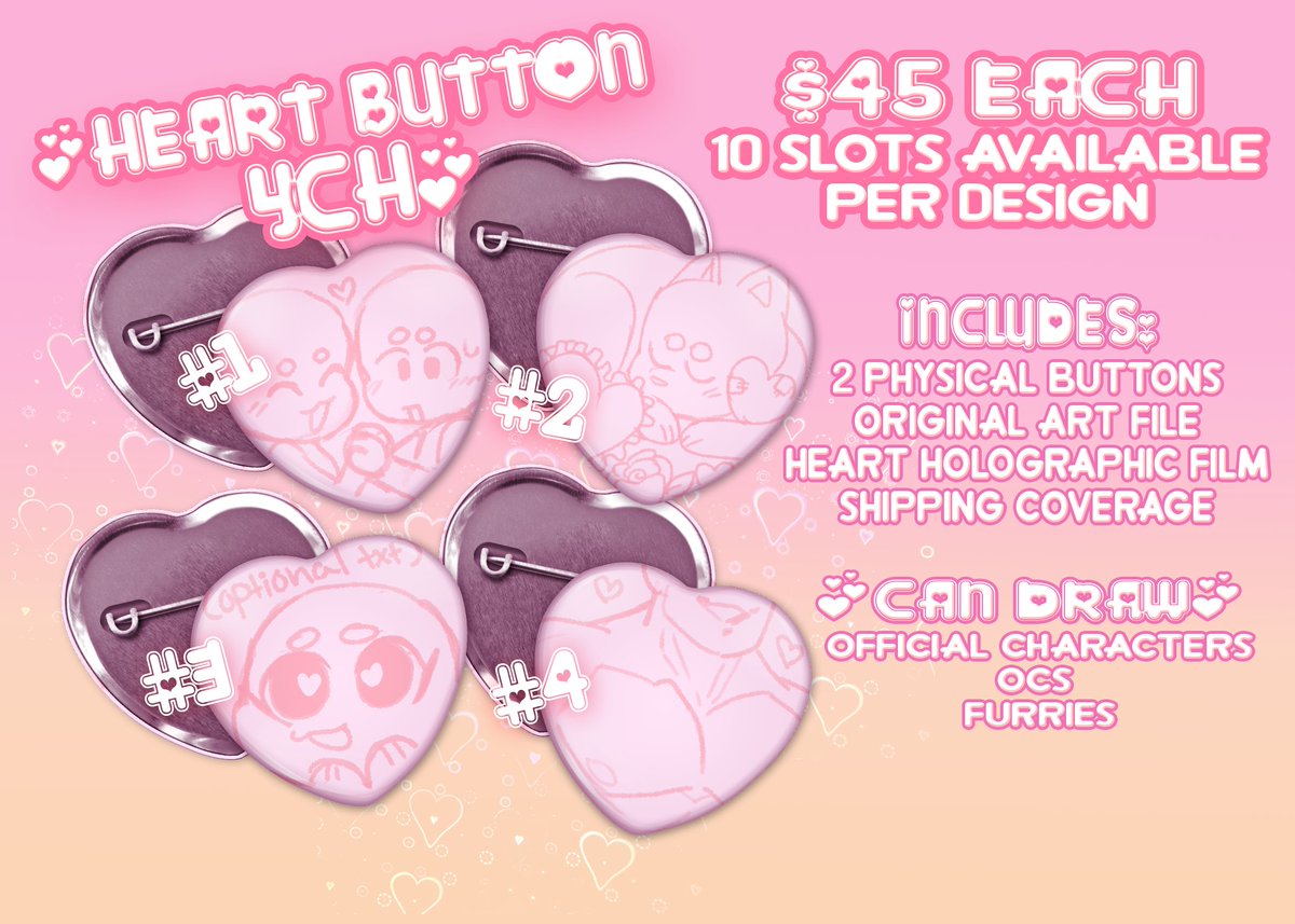 💗valentines heart button YCHS open💗 DM me to claim a spot💗RTS highly apreciated💗 