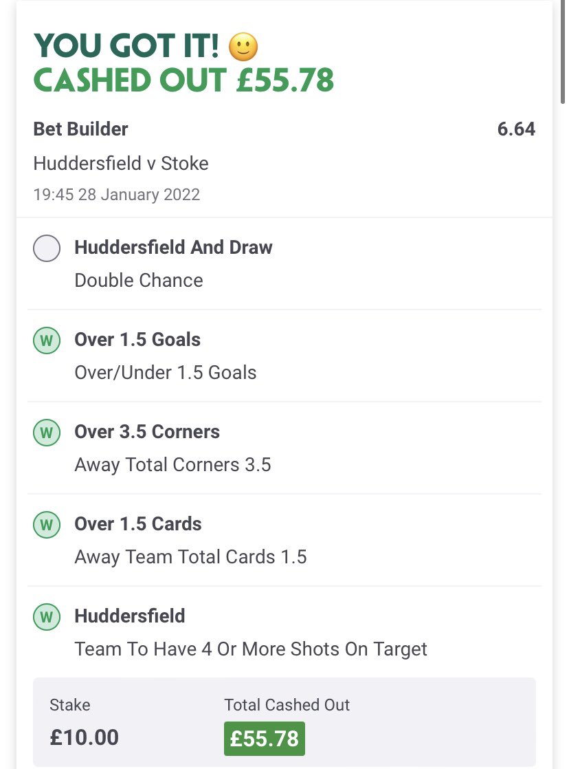 TheGeordieTips's tweet photo. STOKE BAG THE EQUALISER!!!

They’ve been on top this second half, and don’t think it’s worth risking £60 if they go on and win, so I’ve decided to cash out!

£55 a great start to the weekend though, and if any of you still have Huddersfield, best of luck!

🔞 Gamble Responsibly https://t.co/fA3HLXikHm