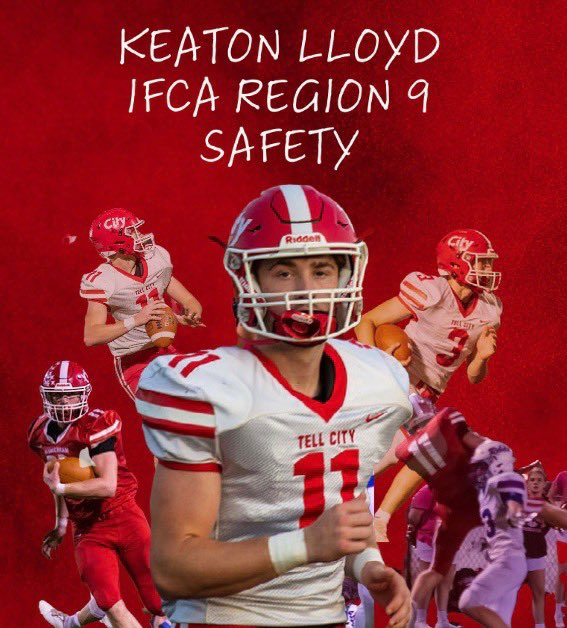 TellCityFB's tweet photo. Congrats to @KeatonLloyd2 for earning IFCA Region 9 honors at Safety. #TCFB https://t.co/Rh7EXj9RI4