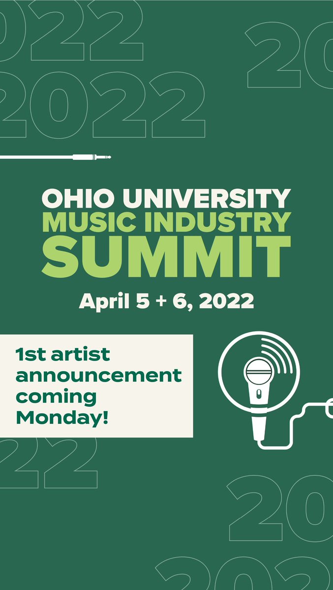 ohio_mis's tweet photo. Keep your 👀 peeled on Monday! We will announce the first incredible artist participating in this year’s @ohiou Music Industry Summit April 5-6! Any guesses on who will be on this year’s lineup? 🎶🔥 https://t.co/aq2spNTZtr