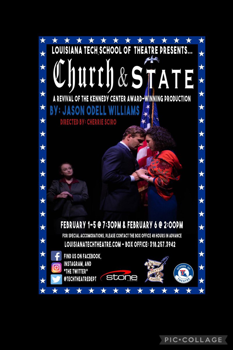 We are currently putting the final touches on our production of Church and State, which opens in FOUR DAYS!!! Get your tickets now!!