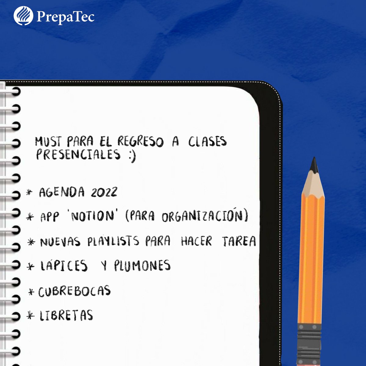 PrepatecPue's tweet photo. #Musts para tus clases presenciales 💙🐏 ¿cuál de estos de la lista te faltan? https://t.co/pgffNxueMj
