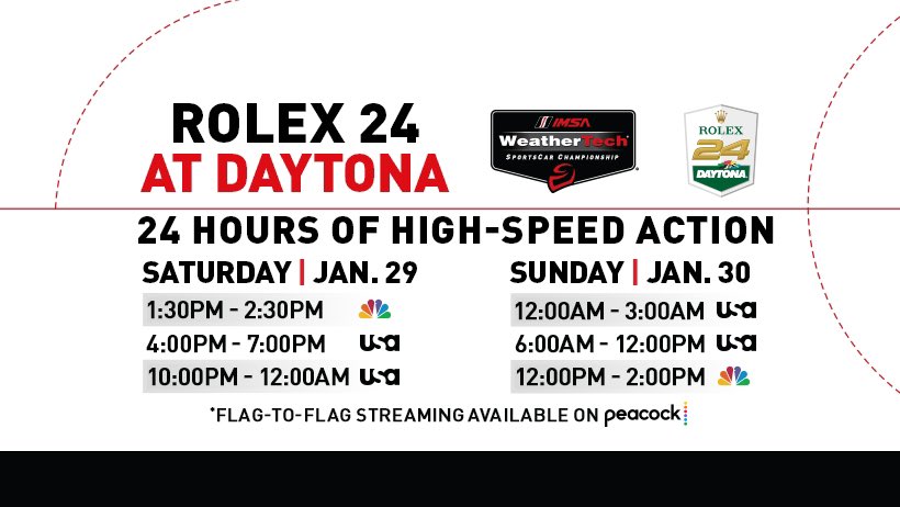 The racing continues for this weekend tomorrow with the 60th running of the <a href="/Rolex24Hours/">Rolex 24 Hours</a> at 1:30pm. 

Watch the No. 36 LMP3 of @JarettAndretti and co-drivers <a href="/JoshBurdon/">Josh Burdon</a>, @RasmusLindhRaci and <a href="/GabbyChaves/">Gabby Chaves</a> start from pole position!

Tune in info 👇

#AllAndretti #Rolex24 #IMSA