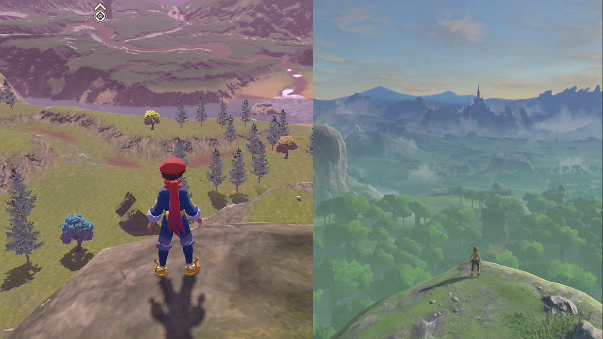 SrGarrus's tweet photo. Bueno ya se puede hacer la comparativa oficial entre Leyendas Pokemon Arceus y Zelda Breath of the Wild https://t.co/6yqIAbX3KZ
