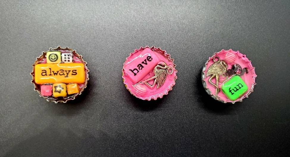Imaginations47's tweet photo. Excited to share the latest addition to my #etsy shop: Always Have Fun Flamingo Bottle Cap Magnets Set of 3 #bottlecapmagnets #bottlecaps #magnets #housewarmingpresent #refrigeratormagnets #kitchendecor #recycledproducts #flamingos #flamingomagnets https://t.co/GLhzfCHHIN https://t.co/22CEnQdBMr