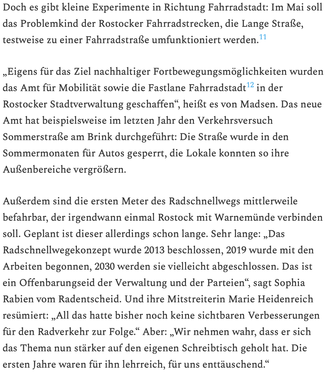 Endlich hat @katapult_mv mit <a href="/MiliTante0381/">Victoria Flägel</a> eine eigene Redakteurin in #Rostock. Mit diesem rasant geschriebenen Realitätscheck über Oberbürgermeister <a href="/ClausRuhe/">Claus Ruhe Madsen</a> gibt sie einen fulminanten Einstand.
Fazit Radverkehr: viel Schatten, einige Hoffnungsschimmer
katapult-mv.de/artikel/madsen…