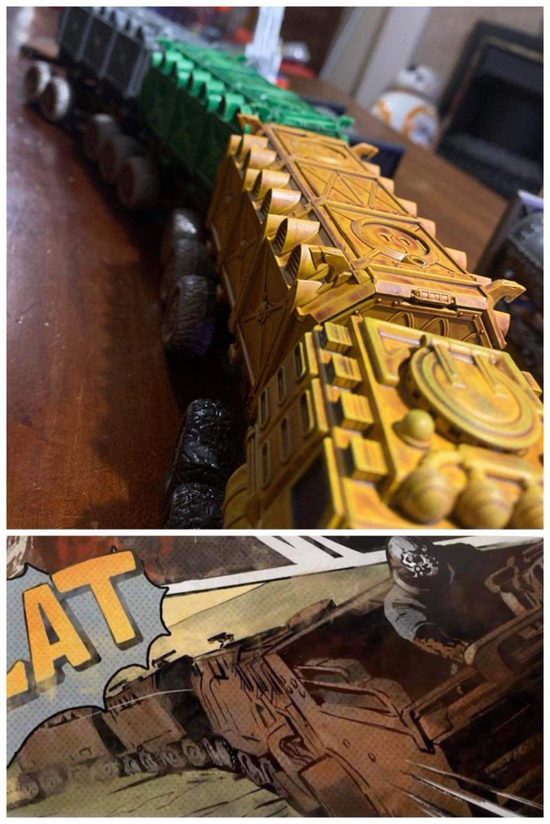 KoreThinkers's tweet photo. We were delighted to see the teaser for GWs new Necromunda Ash Wastes Landtrain, as delighted as we were when a certain personage at GW backed the kickstarter in 2018! We are sure that any resemblance is purely coincidental!   https://t.co/ULtAeT7eMw https://t.co/AJWO90N8Ng