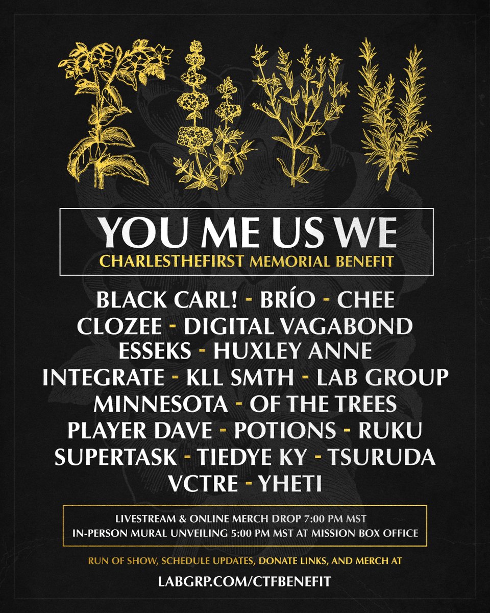 As we ready ourselves for tomorrow at Mission Ballroom, we wanted to take a moment to share the lineup, timing, and important info connected to the Memorial and Live Stream. Everyone on this list was chosen as a unique reflection of their musical connection to Charles 💜🔬