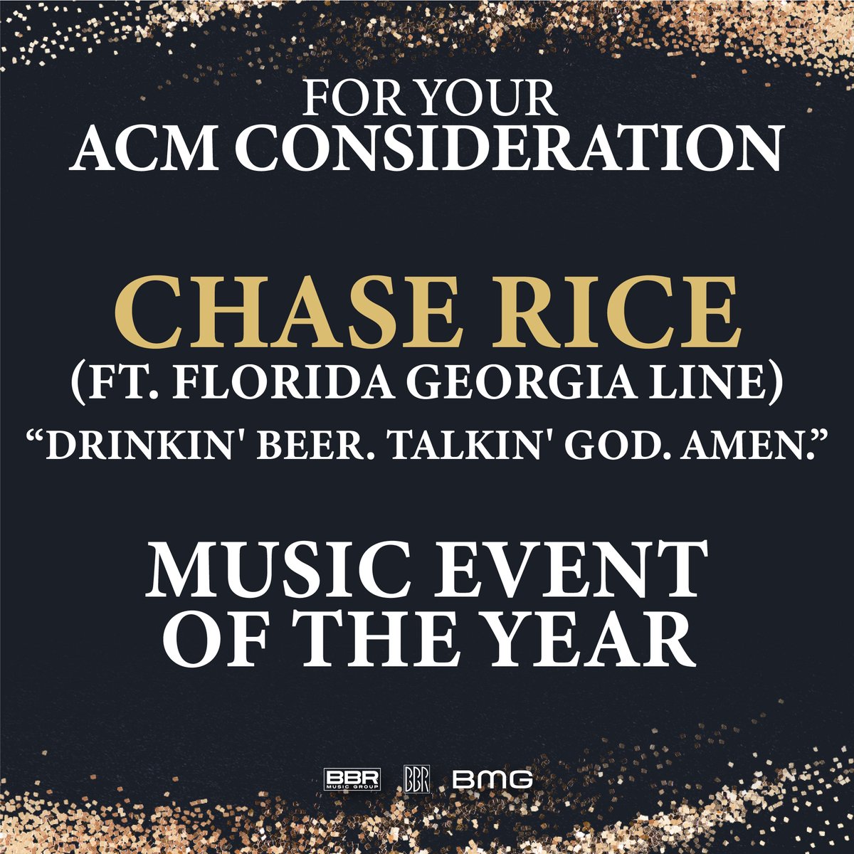 Honored to be nominated for this year’s “Music Event of the Year” @ACMawards with our good friend @ChaseRiceMusic for 'Drinkin' Beer. Talkin' God. Amen.'! 🙏🏼