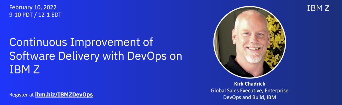 zster's tweet image. Looking forward to hearing the thought leadership around #devops  for #IBMZ in 2022 as clients prepare for #modernization to deliver better software in the #HybridCloud .  It is about a culture of continuous improvement. Register now at ibm.biz/IBMZDevOps