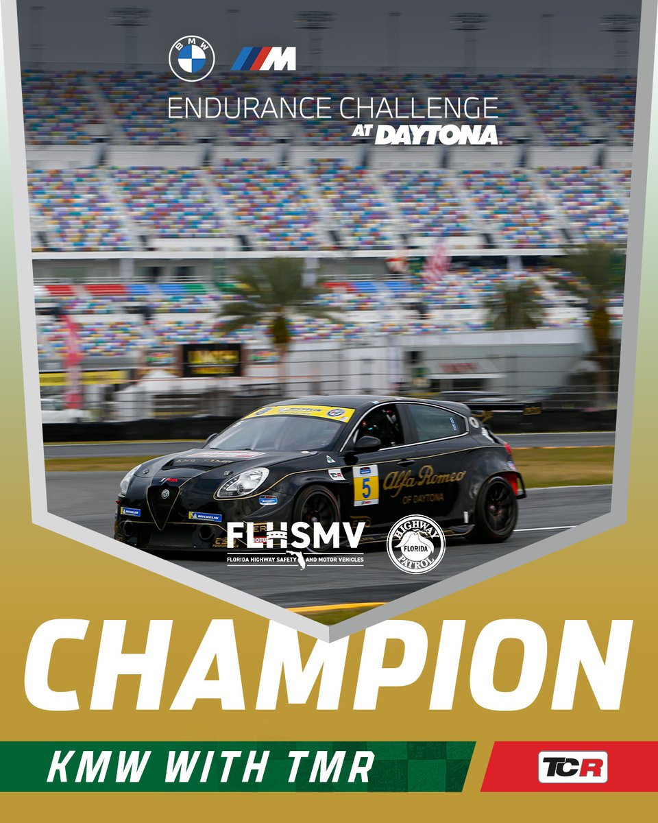 Rolex24Hours's tweet photo. The Tour Car Champions of the #BMWEndurance Challenge are Team KMW with TMR!
@IMSA | Presented by @FLHSMV https://t.co/emipnpUmIt