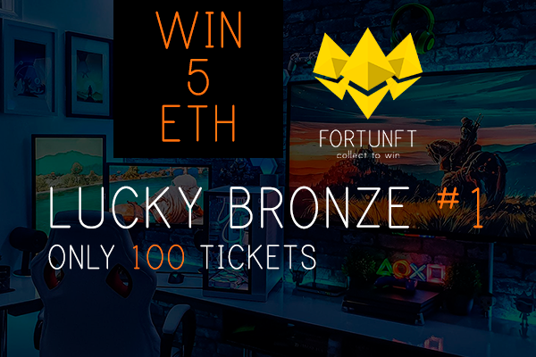 Fortunft_win's tweet photo. #NFTs We are adding the bronze #NFT tickets so you can participate and win 5 #ETH.

✅Buy your NFT Ticket at #OpenSea
✅NFT PRICE: 0.1 ETH

#NFTCommunity #nftart #fortunft https://t.co/4Cpx85RRjP