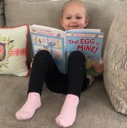lizgouletdubois's tweet photo. Lilly here is one of Duck and Cluck’s first readers! 😍
Her Nonnie @LSmithMurphy sent along these pictures, and reports that she loves the book.
This is what it’s all about!
💛💙
#duckandcluck #sourcebookskids #kidlit #childrensbooks @SourcebooksKids @PBLaunch2022 https://t.co/wjyDfbgMAB