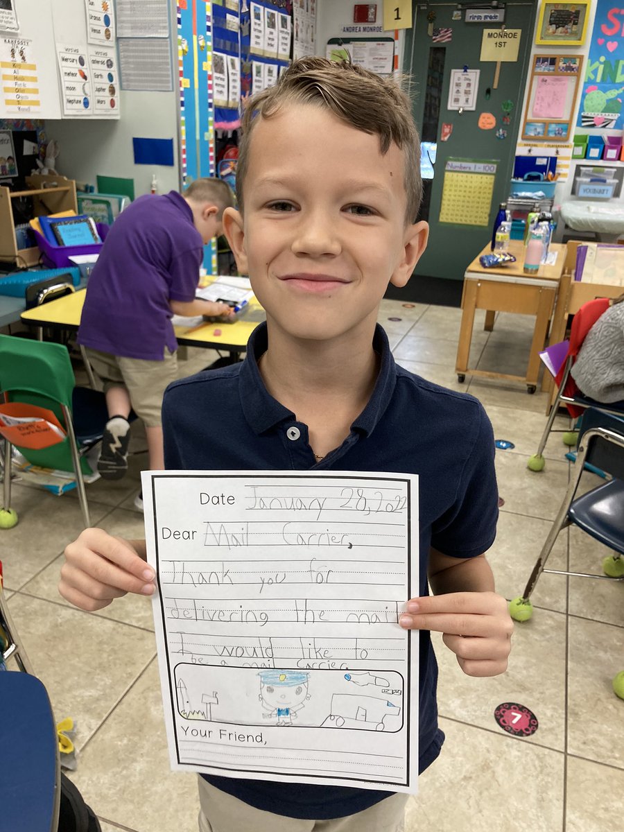 monroeandi100's tweet photo. #GeniusHour was all about a favorite  community helper, the Mail Carrier! We took a virtual field trip of a South Florida Post Office. We wrote letters to our local mail carrier and learned how to address an envelope. Everyone loves to get mail! #CESBuzzing https://t.co/pMyd9A5wAs