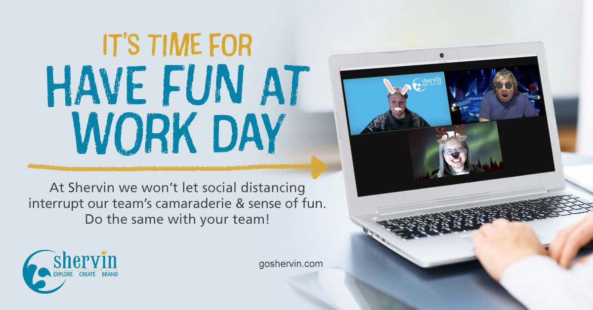 goshervin's tweet image. Is your workplace 'fun'? Productivity increases as employees' workplace enjoyment goes up. Go ahead - have some fun with your team today. Mental health &amp;amp; productivity will see real benefits. 
#mentalhealthmatters #funworkplace #funzoomfaces #havefunatwork goshervin.com