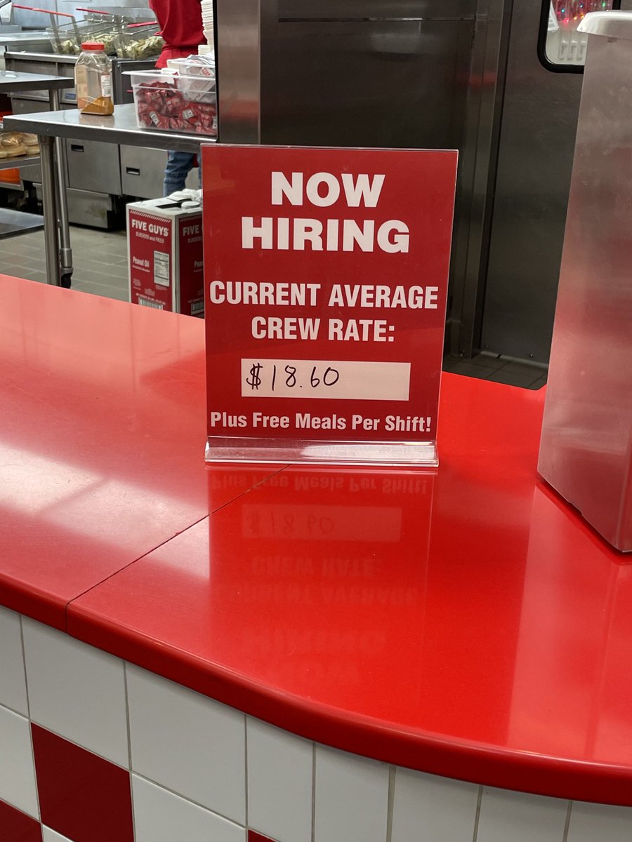PDPMedic's tweet image. Five Guys is paying at a rate higher than the Median for EMS, which happens to be $17.62/hr according to the Bureau of Labor Statistics. …and free meals…

bls.gov/oes/current/oe…