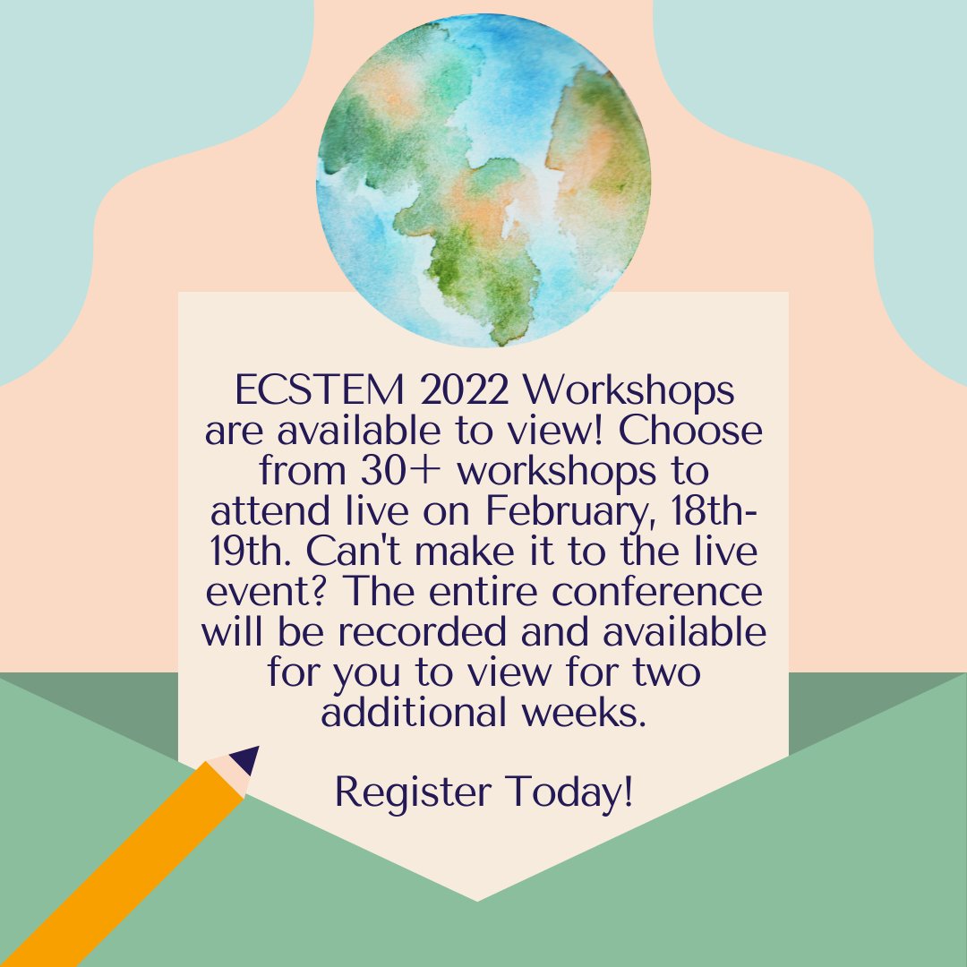 E_C_STEM's tweet photo. Our workshops are up and ready for your choosing. Register for the 2022 ECSTEM Conference now so you can enjoy these amazing presentations. Click on the link below to view
https://t.co/PWpZi2NHww https://t.co/UrHGj46kbc