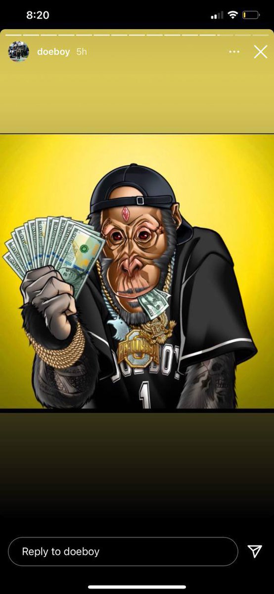 1/1 NFT we made for <a href="/DoeBoyOfficial/">DOE BEEZY/FREEBANDZ</a> and he posted it on his insta story. 

Probably nothing 👀 

🚨 GIVEAWAY 🚨 

Who should we make a NFT for next? 

Best answer gets 0.1 ETH (approx. $250) 🚀 

How to enter: 

1.) Quote retweet your answer followed by our hashtag #OMHC

#NFT