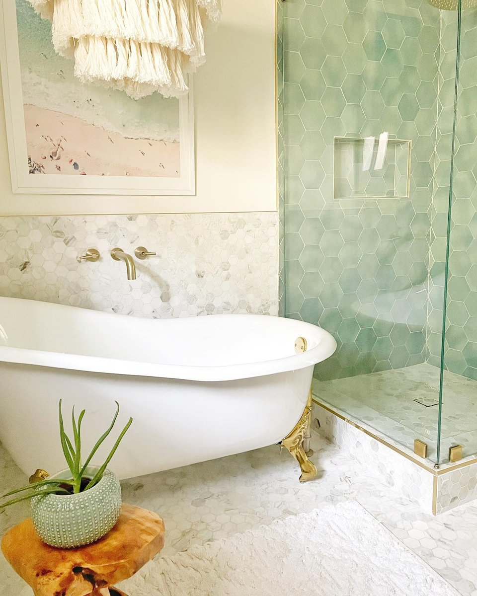 Welp, it's official: this is the nicest bathroom we've ever seen. 🧖‍♀️ Photo from suhohouse Beach Sundays Print by galeswitzer.art