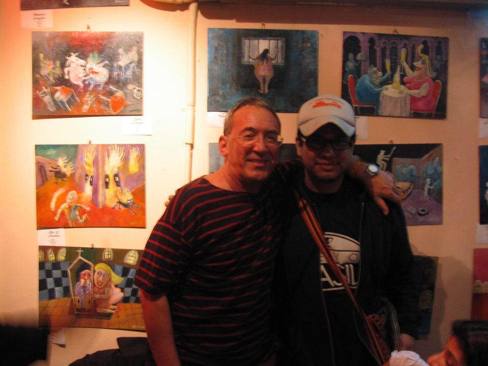 En el Café Nuevo Brasil, en el marco de una exposición del monero Geroca, se armó un after sabinero, aquí con mis admiradísimos músicos <a href="/Panchovarona/">Pancho Varona</a> y <a href="/perezonio/">Antonio Gª de Diego</a>. Una noche del 2006