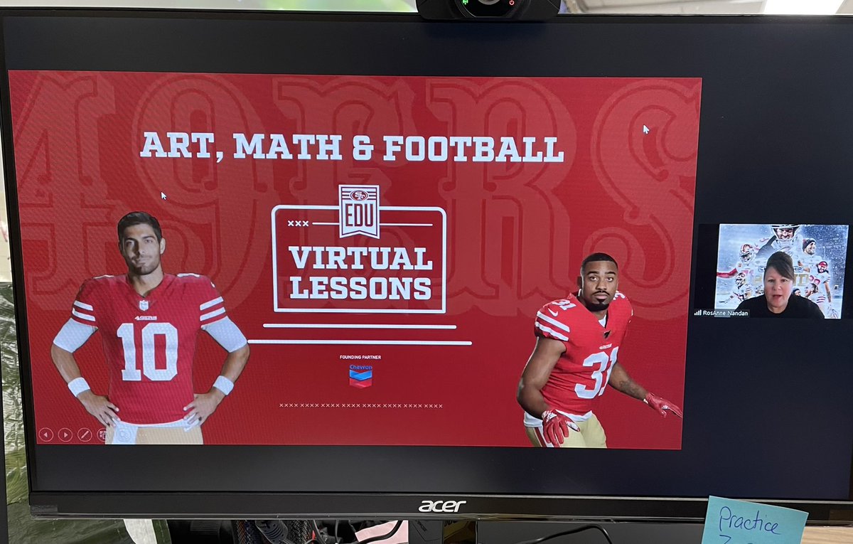 GarinFab4th's tweet photo. Garin 4th graders had a great time during their virtual 49ers field trip today! The kids learned how art and math tie in with football. They even showed us how to draw the Super Bowl Trophy, which hopefully will come in handy soon!! 😀 #TheGarinWay #WeareBUSD #49ers https://t.co/2ciBpUHfSo