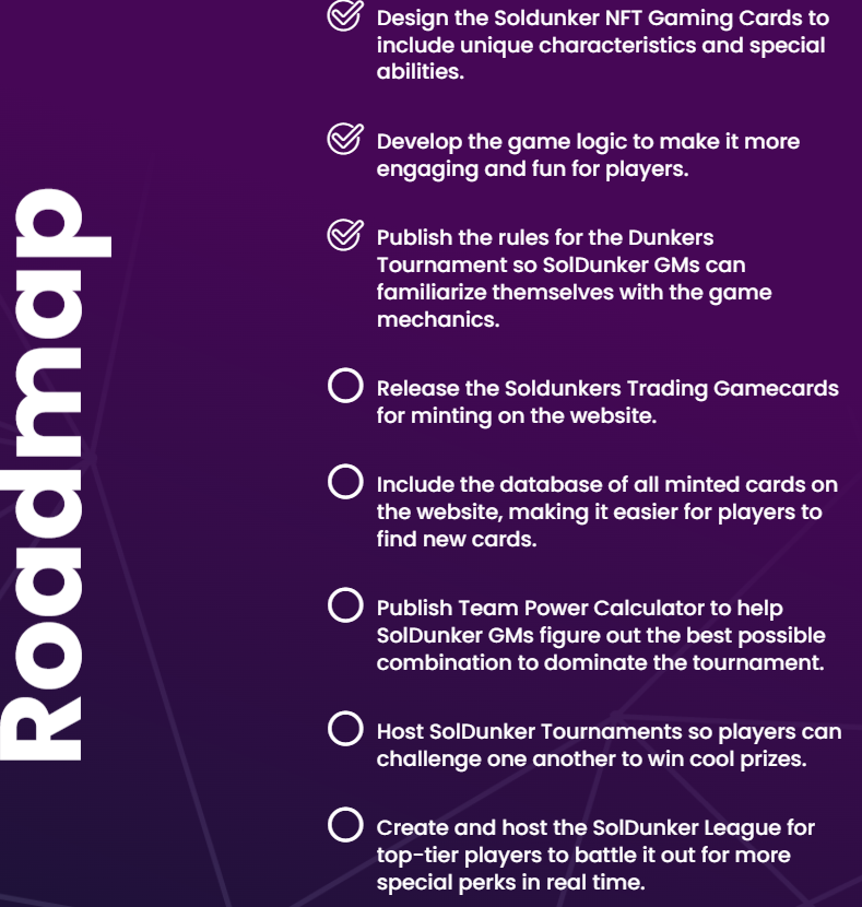 SolDunkers's tweet photo. 🏀 Have you checked #SolDunkers roadmap? 🏀

#SolanaNFTs #NFTCommunity #NFTGame #SOL https://t.co/oSFCWQkwIN