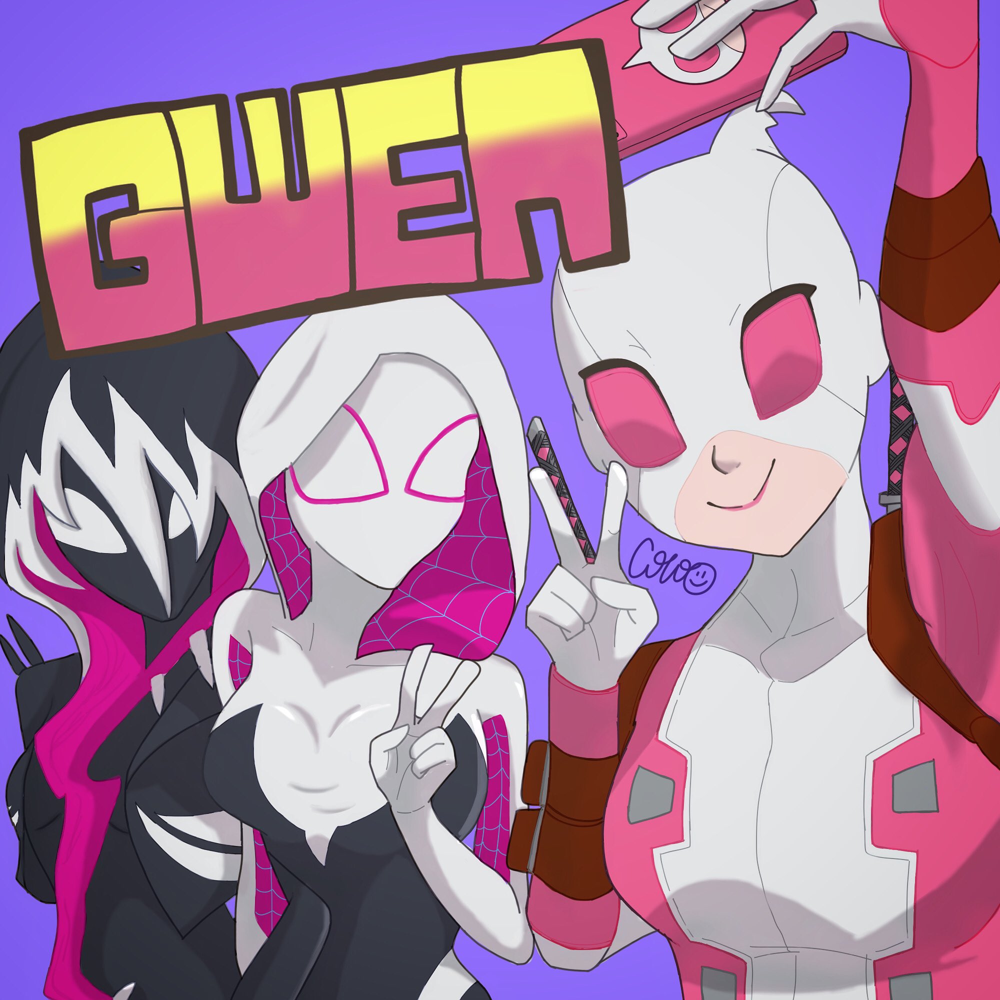桃桃子先生　直筆イラスト　スパイダーグウェン　アメコミ スパイダーグウェン 「」|peach MoMoKo 桃桃子のイラスト