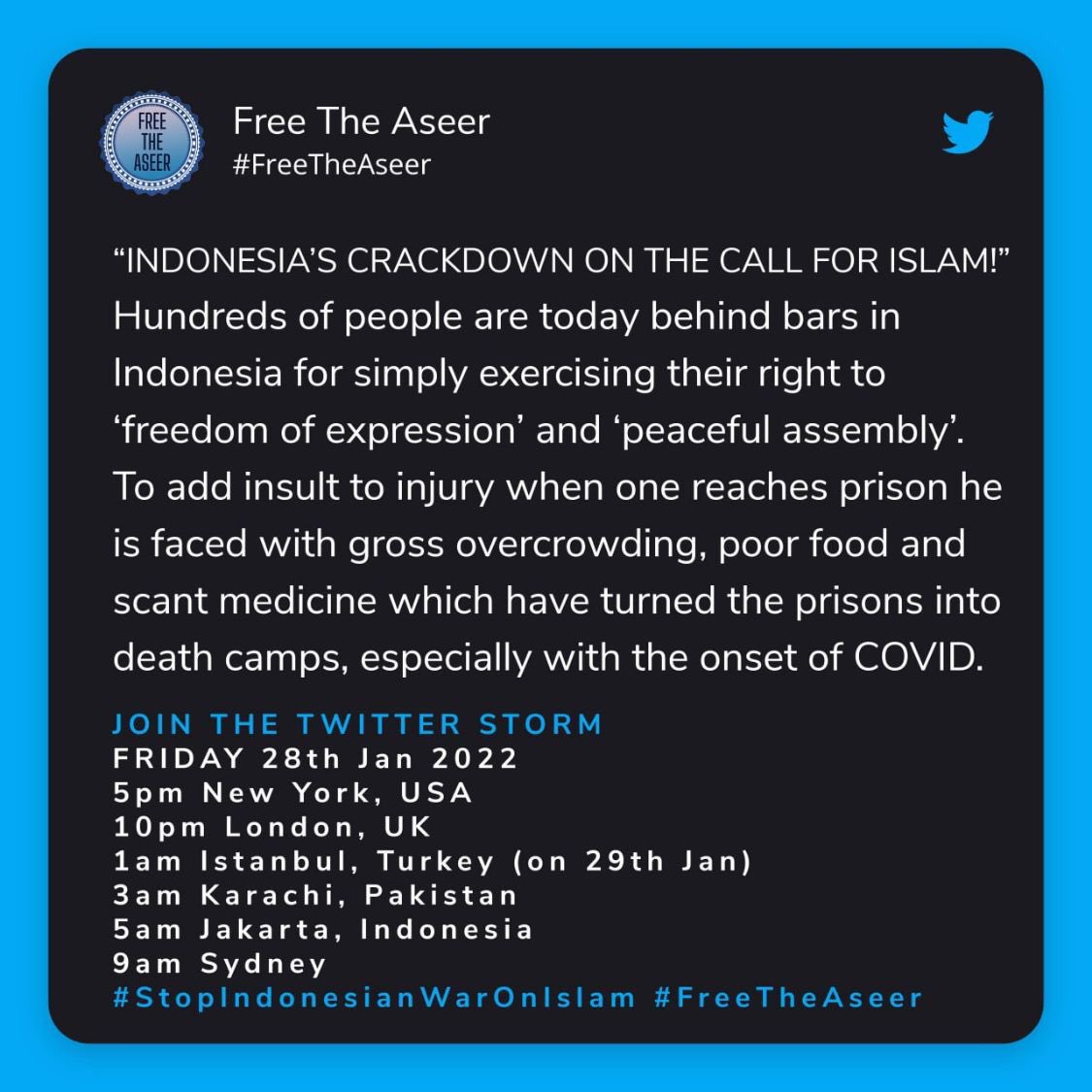 Abulol14's tweet photo. #FreeTheAseer
#StopIndonesianWarOnIslam https://t.co/7wBR6CBcpc
