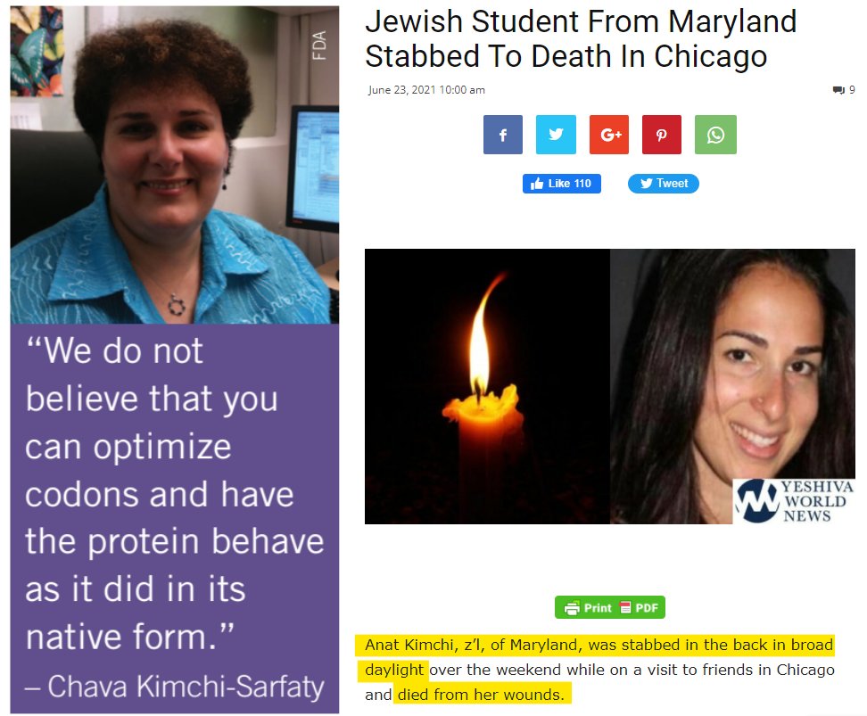 JikkyKjj's tweet image. Dr Chava Kimchi publishes a paper in 2019 proving that changing the gene sequence of a protein does not produce the same protein, as Moderna claimed.

In 2021 her daughter is killed.

This is not a game.
#coptigate #modernagate #jikkyleaks
@eh_den @chrismartenson