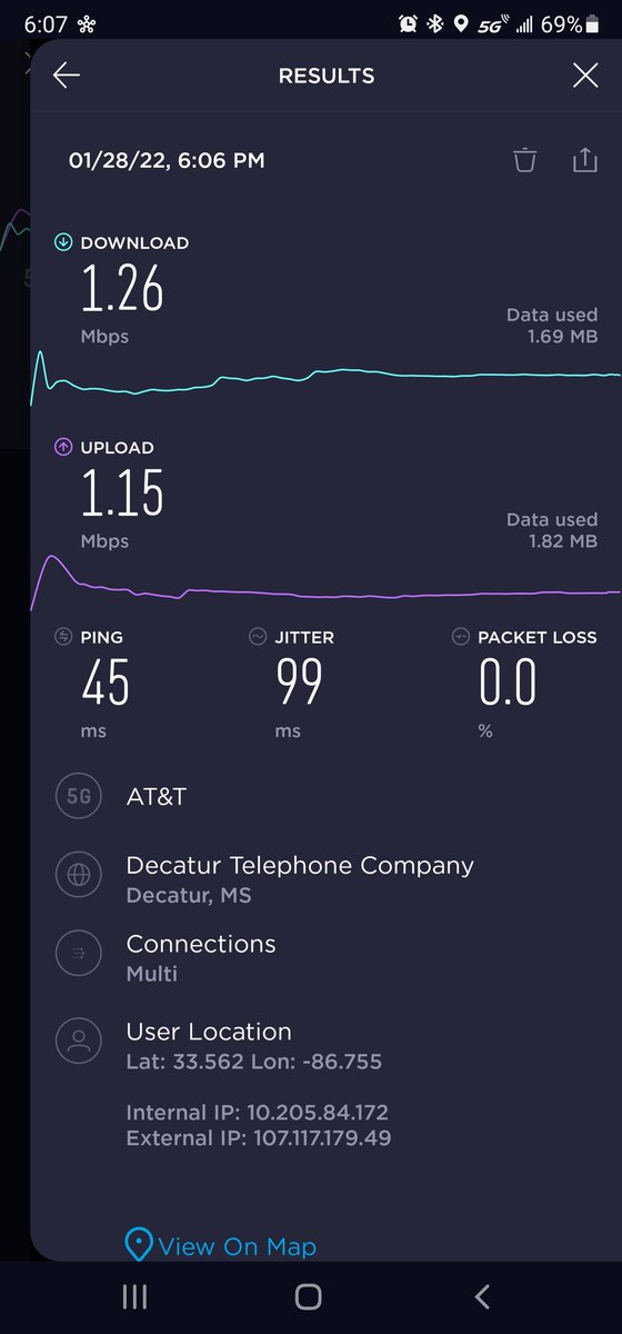 Come on <a href="/ATT/">AT&T</a>. Sitting in Birmingham, AL and this is your 5G service. Can you explain why your 5G service is such garbage?