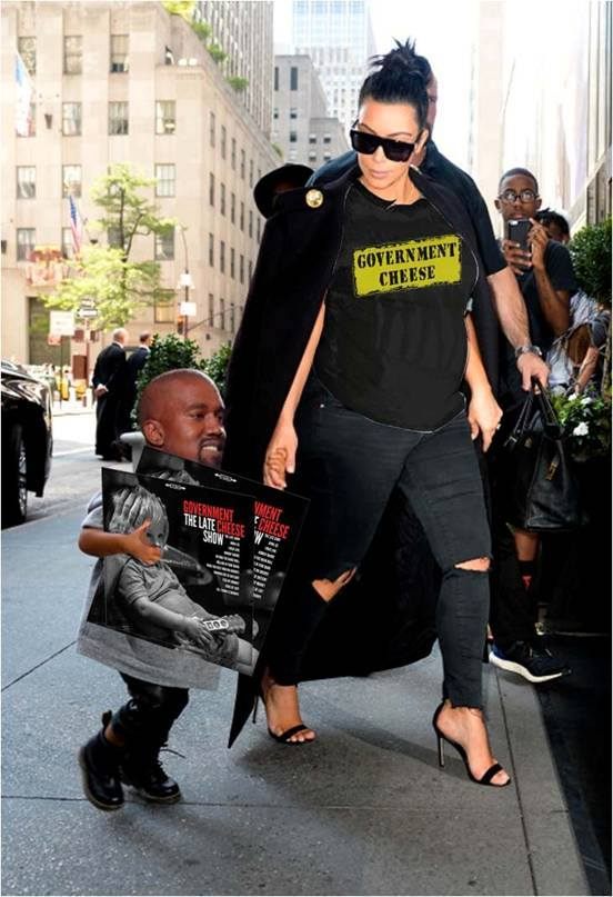 We miss when life was simple, full of hope, when Kim &amp; Lil Kanye were captured on the street with copies of The Late Show. We hope that Kim &amp; Pete &amp; Lil Kanye &amp; Julie will all hold hands &amp; enjoy the new Cheese album LOVE &amp; come to our shows in April. #kanyewest #kimkardashian