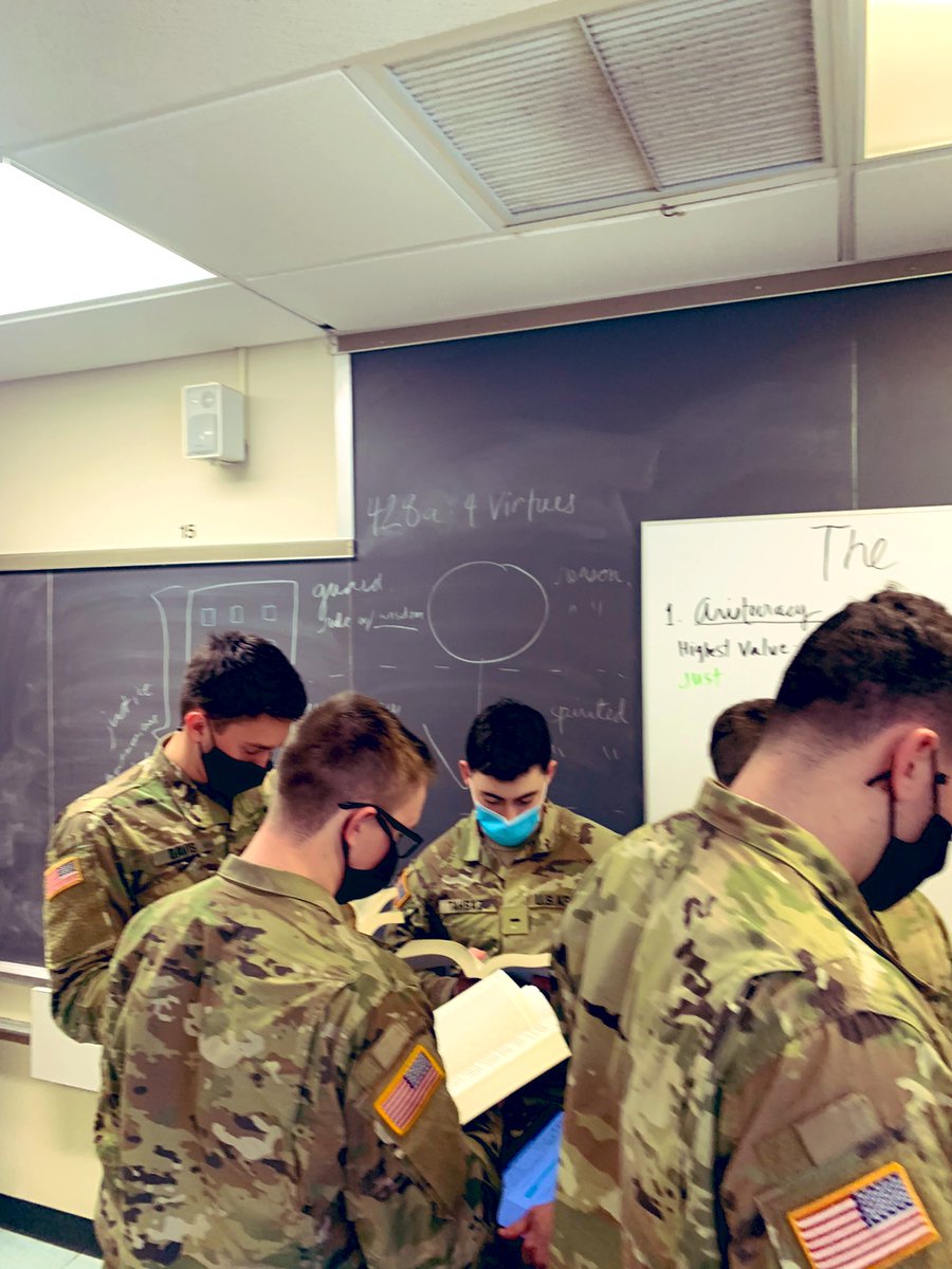 One of the highlights of teaching @WestPointSOSH so far: one of my SS386 students said “The @Commandant_USMA asked us how we think we can achieve true happiness and I wanted to shout, ‘justice in the soul!’” @DeanUsma my job is done. #politicalthought