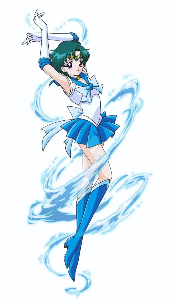 水野亜美 ,セーラーマーキュリー 「え?ガンダム新作?
タイトルが
【水星の魔女】?

……………………

こんな子」|宮尾岳のイラスト