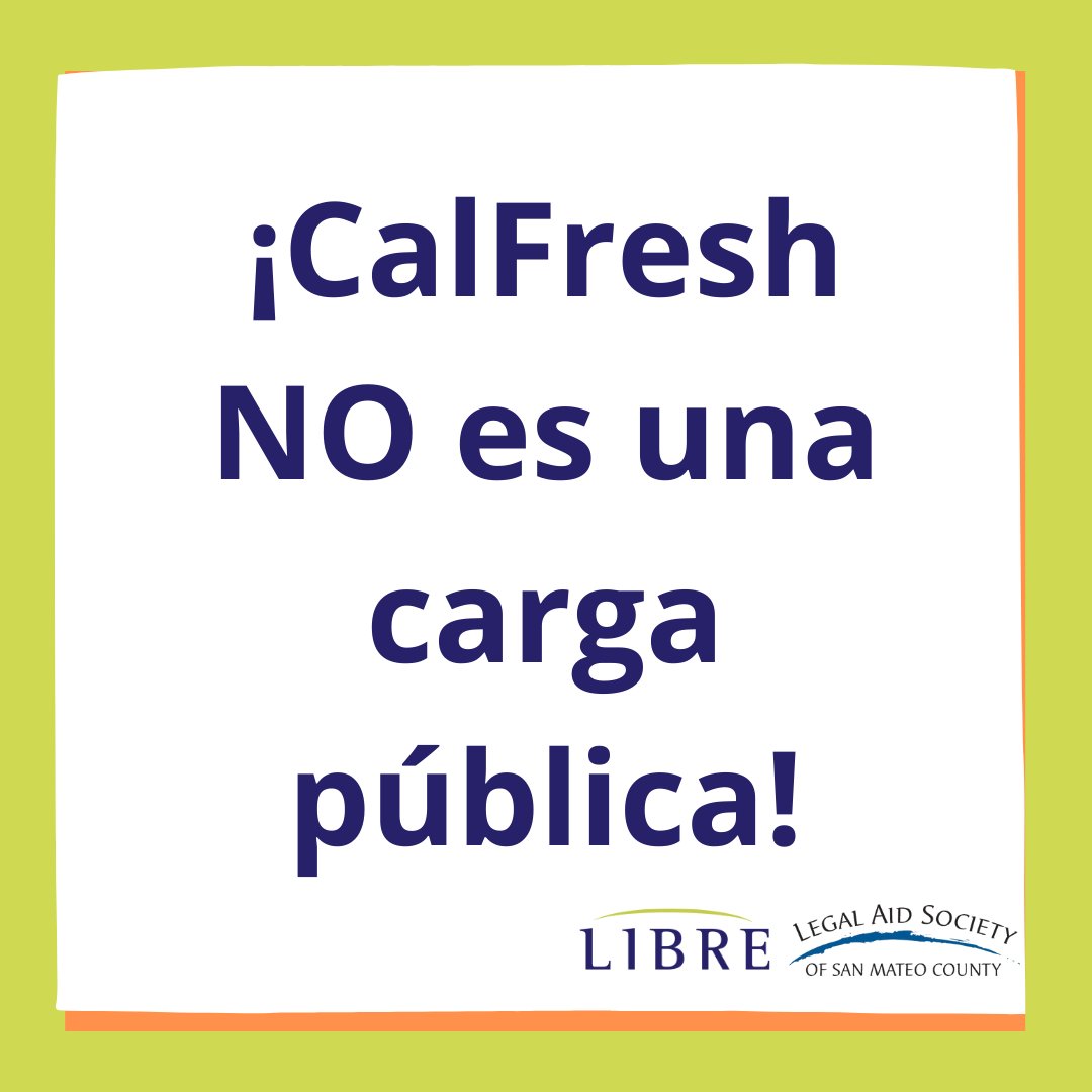 TheLIBREProject's tweet image. ¿Sabías que Calfresh no es una carga pública? No suspenda sus beneficios de CalFresh por temor a que pueda afectar su estatus migratorio. Visite nuestro sitio web, theLIBREPROJECT.org/public-charge para obtener más información.