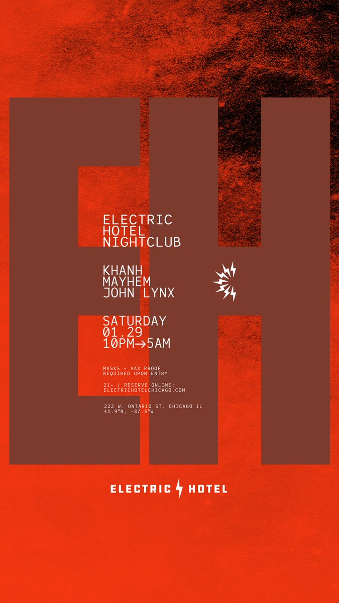 Weekend vibes in full effect⚡️

Peep the details for our weekend endeavors!

Upcoming we have a load of shows you don’t want to miss! Make sure to grab your tickets while they last via our bio!

See you at check in ⚡️

#electrichotelchicago