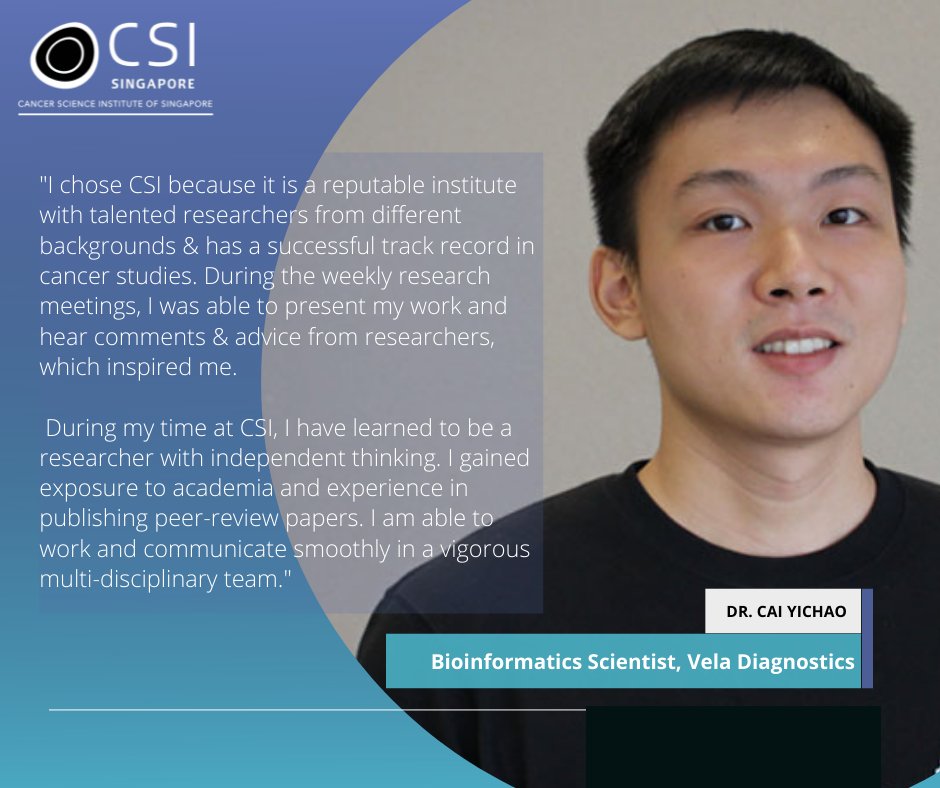 csi_singapore's tweet image. Dr. Cai Yi Chao credits his time at CSI Singapore as a postdoctoral fellow, in paving his career in biotechnology. Hear more about his experience below✏️
#bioinformatics #bioinformaticslife #bioinformaticsandgenomics #postdoc #postdoctoral #postdoctoralfellow #postdoclife