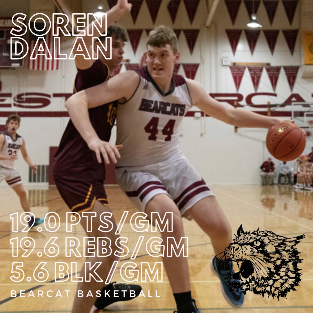 WFWBasketball's tweet photo. Heading into tonight’s matchup with Aberdeen 6’10 Junior @DalanSoren was AVERAGING 19 points/game, 19.6 rebounds/game and 5.6 blocks/game this week in our first 3 wins of the week! Absolutely dominate week by Soren 💪 https://t.co/1MXEnYQqOq