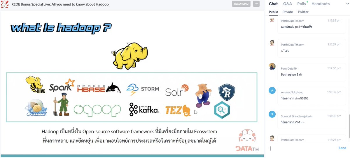 woraperth's tweet image. เนื้อหาแน่นมวากวันนี้ o___o #datath #hadoop #Livestream