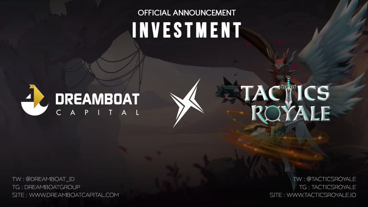 Dreamboat_id's tweet photo. #DreamboatCapital proudly announce its official investment on @TacticsRoyale 😍🥳🌟

Tactics Royale is a game which forces players to make hard choices on an even playing field.

#DreamboatCapital #Investment #Blockchain https://t.co/nvI9T0cHlU