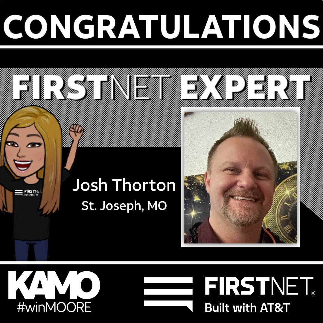 KAMOkonnects's tweet photo. Let’s give a big ol’ KAMO #CONGRATS to our very first FirstNet expert of the year! Way to get it done Josh! 🚨🎉 @JustDevinMan  @edenallison86 @Woody0709 @AlyssaMoore_12 @FirstNet  #winMOORE #FirstNetFriday #ATT https://t.co/SHGMhmZzGZ
