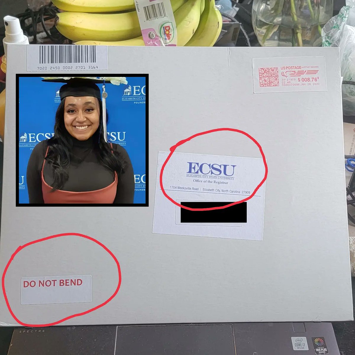 kunluv's tweet photo. I was working at home and answered the door to sign for this certified letter from @ecsuvikings which is sure to contain #MySuga's DEGREE! She is a REAL SCIENTIST working at FRED HUTCH with a degree in BIOLOGY with a concentration in Molecular Biology/Biotechnology! #SheIsSoSmart https://t.co/LAR71iCBfT