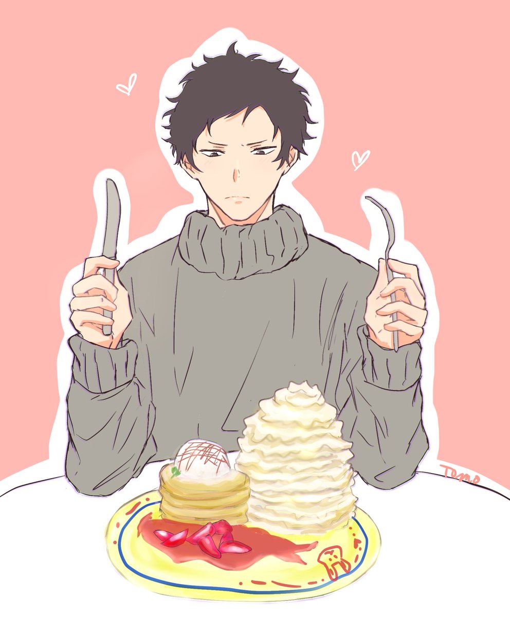 「シズちゃんとパンケーキ🥞🥰
スイーツ男子とか良いな🤤 」|Tomoのイラスト