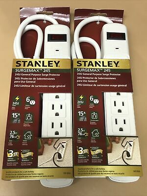 WizardSurf's tweet photo. (2) Stanley SurgeMax 245 6 outlet Indoor surge protector 59130IA white FREE S/H https://t.co/32OAZ7nRxl https://t.co/sVsKHTqhXj
